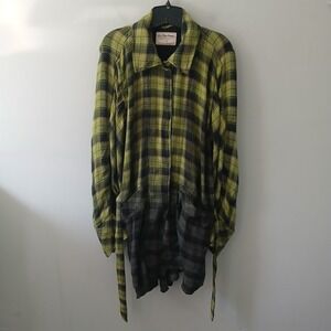 We the Free Women's Size Medium You Wish Flannel Ombre Shirt Tie Plaid Button Up